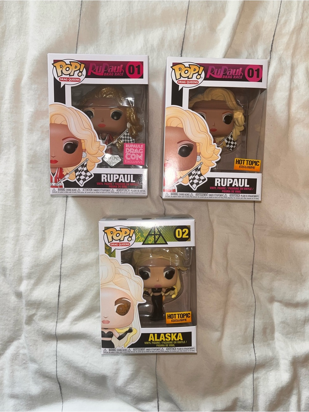 Rupaul and Alaska Drag Queens Funko Pop Set of 3 - Diamond and Exclusives
